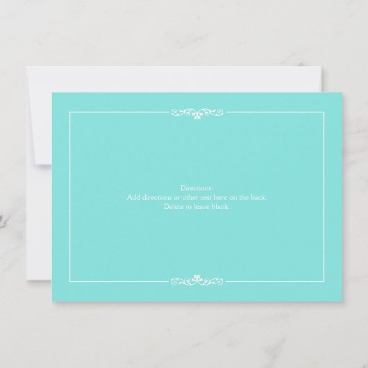 Turquoise Blauwe Trouw Rehearsal Dinner Uitnodigin Kaart (Achterkant)