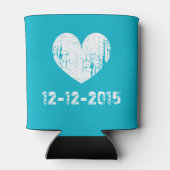 Turquoise blauwe trouwkoelbox met schattig hart blikjeskoeler (Achterkant)