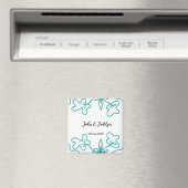 Turquoise blauwe trouwkoppel naam datum flstylish magneet (Insitu (Vaatwasser))
