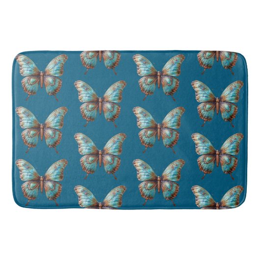Turquoise blauwe vlinders badmat (Voorkant)