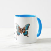 Turquoise blauwe vlinders mok (Voorkant rechts)