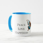 Turquoise blauwe vlinders mok (Voorkant links)