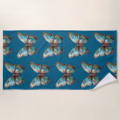 Turquoise blauwe vlinders strandlaken (Voorkant)