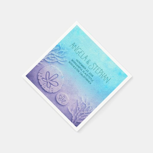 turquoise blauwe waterverf bruiloft papieren serve servet (Hoek)