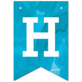 Turquoise Blauwe Waterverf Gelukkige Verjaardag Vlaggetjes (Tweede vlag)