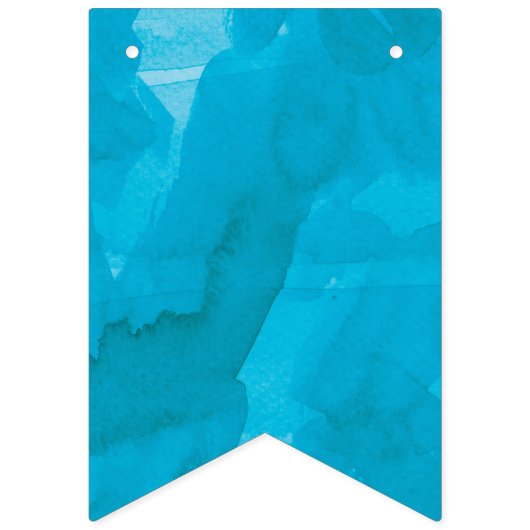 Turquoise Blauwe Waterverf Gelukkige Verjaardag Vlaggetjes (Eerste vlag)