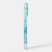 Turquoise Blauwe waterverf Ink Glitter  iPhone Hoesje (Rechterkant)