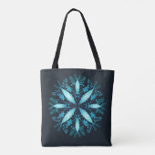 Turquoise Blauwe Winter Sneeuwvlok Bloem Tote Bag (Achterkant)