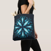 Turquoise Blauwe Winter Sneeuwvlok Bloem Tote Bag (Dichtbij)