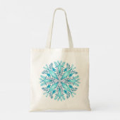 Turquoise Blauwe Winter Sneeuwvlok Bloem Tote Bag (Achterkant)