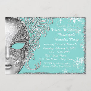Turquoise Blauwe Winter Wonderland Verjaardagsfees Kaart