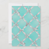 Turquoise Blauwe & Witte Strikken Zoete 16 Feest F Kaart (Achterkant)