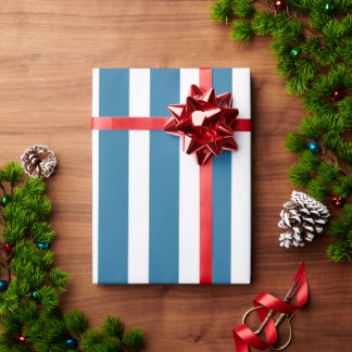 Turquoise Blauwe & Witte Verticale Streep Inpakpap Cadeaupapier