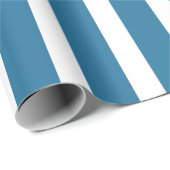 Turquoise Blauwe & Witte Verticale Streep Inpakpap Cadeaupapier (Rol Hoek)