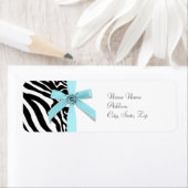 Turquoise Blauwe Zebra Adreslabels Etiket (Insitu)
