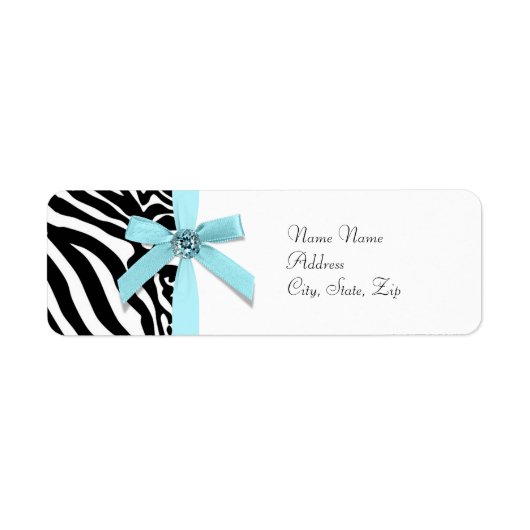 Turquoise Blauwe Zebra Adreslabels Etiket (Voorkant)