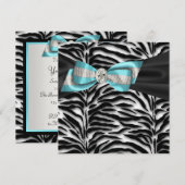 Turquoise Blauwe Zebra All Occasion Feest Uitnodig Kaart (Voorkant / Achterkant)