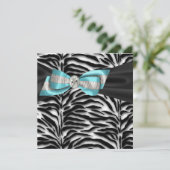 Turquoise Blauwe Zebra All Occasion Feest Uitnodig Kaart (Staand voorkant)