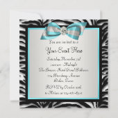 Turquoise Blauwe Zebra All Occasion Feest Uitnodig Kaart (Achterkant)