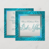 Turquoise Blauwe Zebra Bar Mitzvah Uitnodigingen (Voorkant / Achterkant)