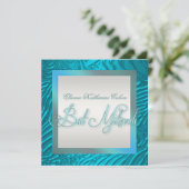 Turquoise Blauwe Zebra Bar Mitzvah Uitnodigingen (Staand voorkant)