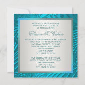Turquoise Blauwe Zebra Bar Mitzvah Uitnodigingen (Achterkant)