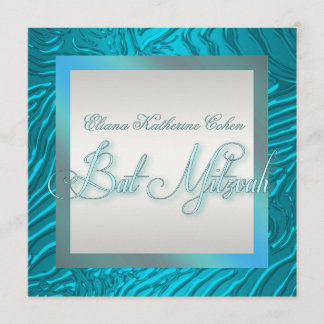 Turquoise Blauwe Zebra Bar Mitzvah Uitnodigingen