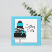 Turquoise Blauwe Zebra Cake Cupcake Verjaardagsfee Kaart (Staand voorkant)