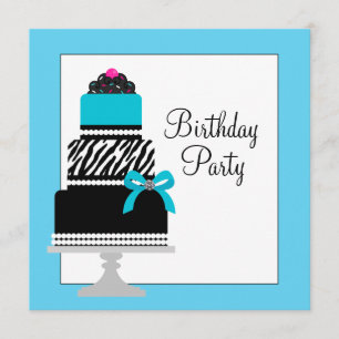Turquoise Blauwe Zebra Cake Cupcake Verjaardagsfee Kaart