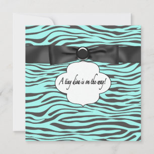 Turquoise Blauwe Zebra Meisje Baby Borrel Kaart