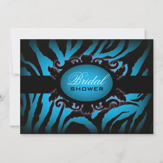 turquoise Blauwe zebra print Chic Vrijgezellenfees Kaart (Voorkant)