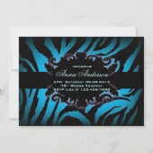 turquoise Blauwe zebra print Chic Vrijgezellenfees Kaart (Achterkant)