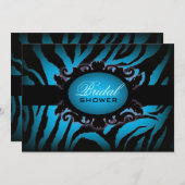 turquoise Blauwe zebra print Chic Vrijgezellenfees Kaart (Voorkant / Achterkant)