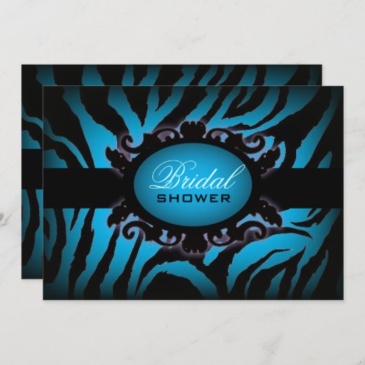 turquoise Blauwe zebra print Chic Vrijgezellenfees Kaart (Voorkant / Achterkant)