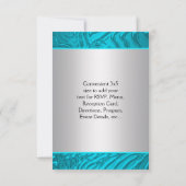 Turquoise Blauwe Zebra Quinceanera RSVP (Achterkant)