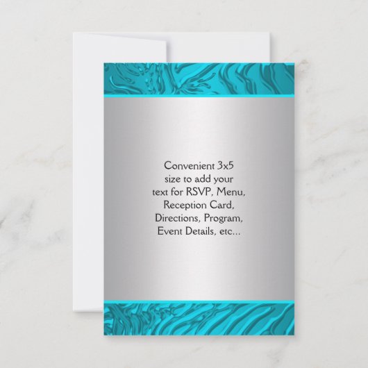 Turquoise Blauwe Zebra Quinceanera RSVP (Achterkant)