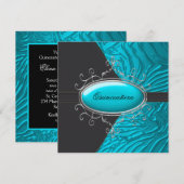 Turquoise Blauwe Zebra Quinceanera Uitnodigingen (Voorkant / Achterkant)