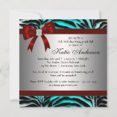 Turquoise Blauwe Zebra Sweet 16 Maskerade Feest Kaart (Achterkant)