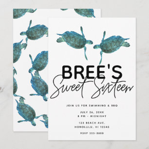 Turquoise Blauwe Zeeschildpadden Oceaan Strand Zoe Kaart