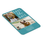 Turquoise Blauwgroen 2 foto's Save the Date Weddin Magneet (Rechterzijde)