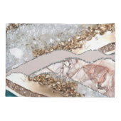 Turquoise Blauwgroen Agaat Gouden Glitter Kussensloop (Achterkant)