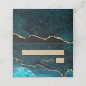 Turquoise Blauwgroen Agaat Wedding Place Card Plaatskaartje (Buitenkant ongevouwen)