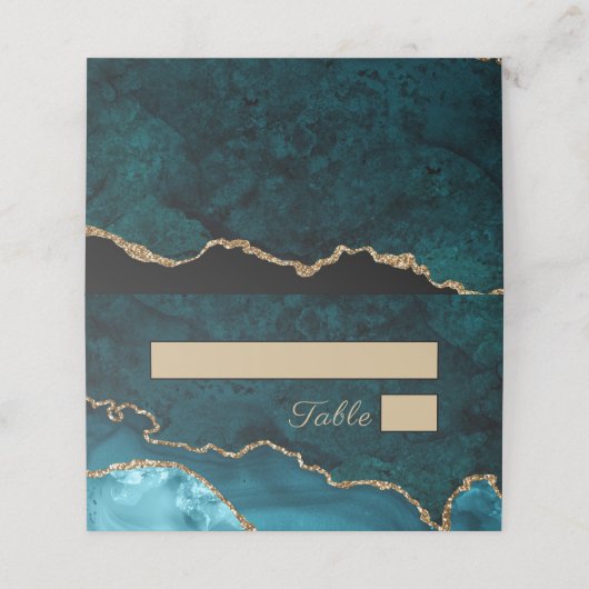 Turquoise Blauwgroen Agaat Wedding Place Card Plaatskaartje (Buitenkant ongevouwen)