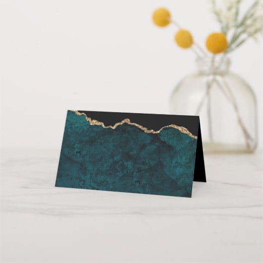 Turquoise Blauwgroen Agaat Wedding Place Card Plaatskaartje (Achterkant)