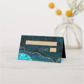 Turquoise Blauwgroen Agaat Wedding Place Card Plaatskaartje (Voorkant)