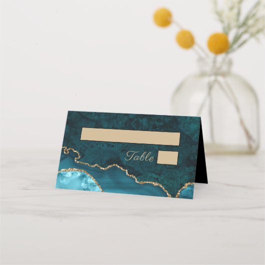 Turquoise Blauwgroen Agaat Wedding Place Card Plaatskaartje (Voorkant)