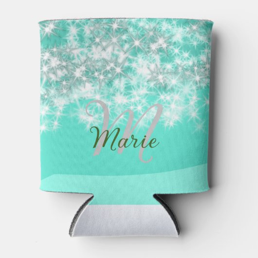 Turquoise blauwgroen agate aqua monogram letter te blikjeskoeler (Voorkant)