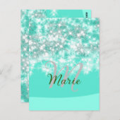 Turquoise blauwgroen agate aqua monogram letter te briefkaart (Voorkant / Achterkant)