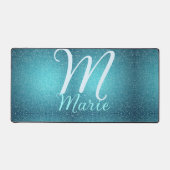 Turquoise blauwgroen agate aqua monogram letter te bureaumat (Voorkant)
