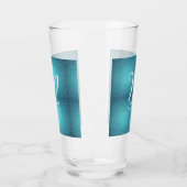 Turquoise blauwgroen agate aqua monogram letter te glas (Links)
